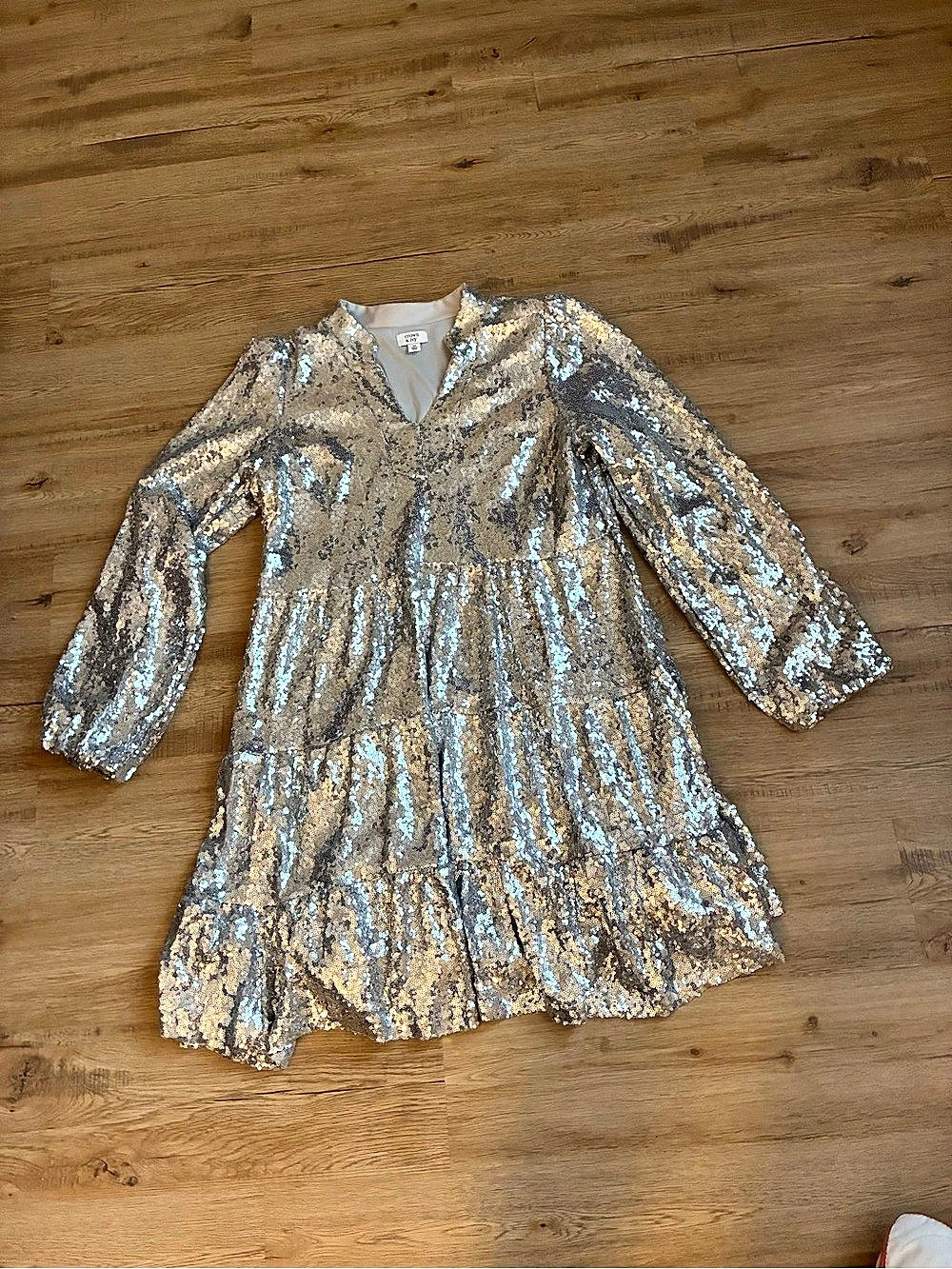 Sequin Mini Dress in Silver Like New